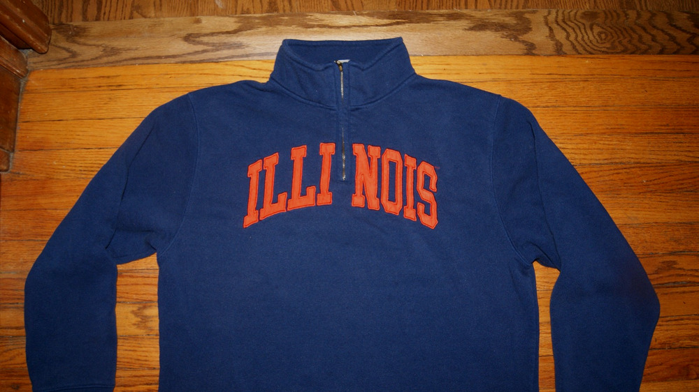 ILLINOIS FIGHTING ILLINI XL 1/4 Zip Blue Sweatshirt Stitched Spell Out
